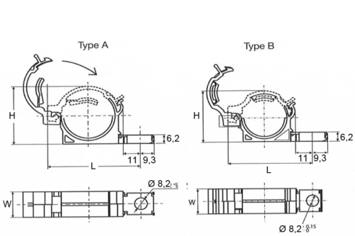 fixation - attache gaine - fil électrique plan